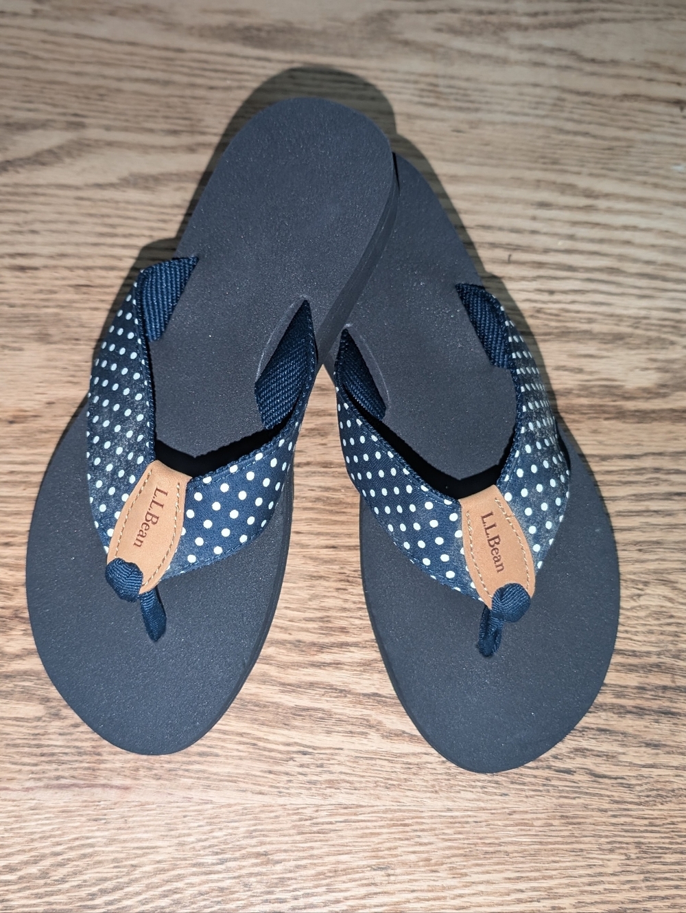 LL Bean Flip-flops New In Package Women's Size 8M, Navy/White